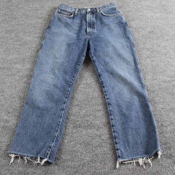 Agolde Jeans Womens 28 Pinch High Rise Straight Leg Raw Hem Denim Blue Casual - Picture 5 of 15